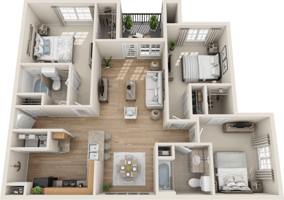 Providence at Marine Creek Apartment| C1 Floor Plan 3 Bedroom 2 Bath