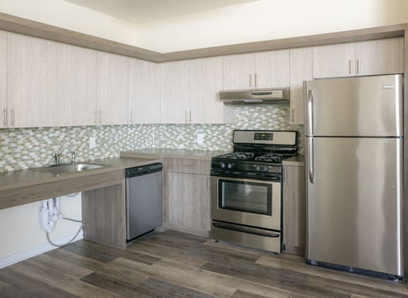 Kitchen with stainless steel appliances