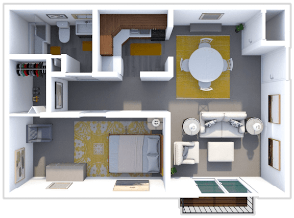 a rendering of a 3d floor plan of a house