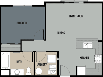 1x1 508 square foot floor plan at The Edge Flats on Seward Apartments in Grand Rapids, MI