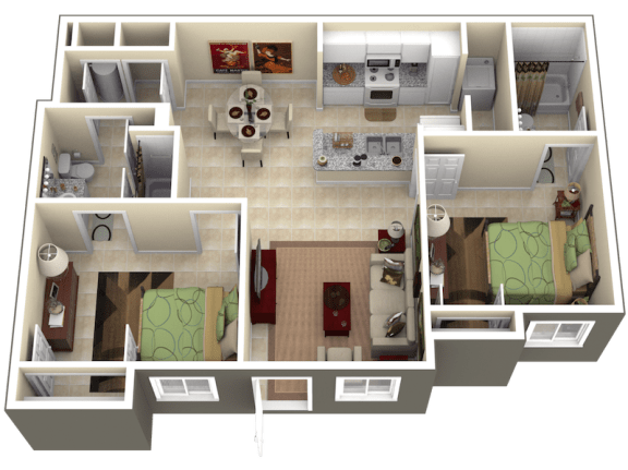 Floor Plan  2 bedroom 2 bathroom hollywood, fl apartment