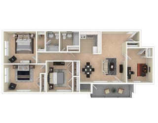 Del Vista Apartments Three Bedroom Den Floor Plan