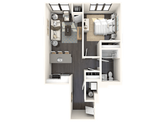 1 bedroom apartment floor plan at Bay One Apartments, Bayonne, 07002