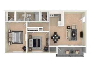 Del Vista Apartments Two Bedroom A Floor Plan