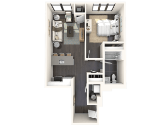 1 bedroom apartment floor plan at Bay One Apartments, Bayonne, 07002