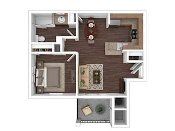  Floor Plan 1 BR, 1 BA