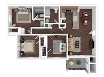  Floor Plan 3 BR, 2 BA