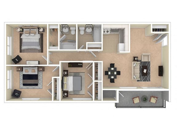 Floor Plan  Del Vista Apartments Three Bedroom Floor Plan