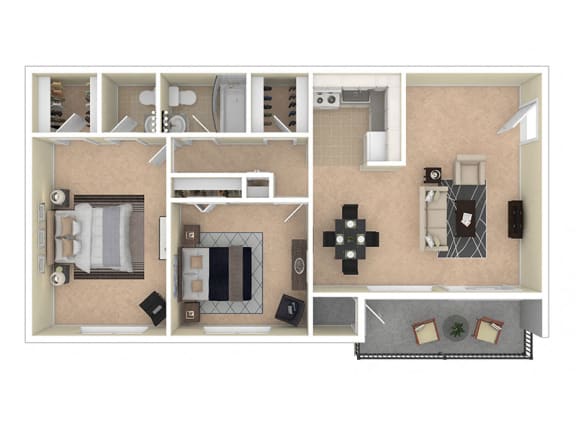 Floor Plan  Del Vista Apartments Two Bedroom A Floor Plan