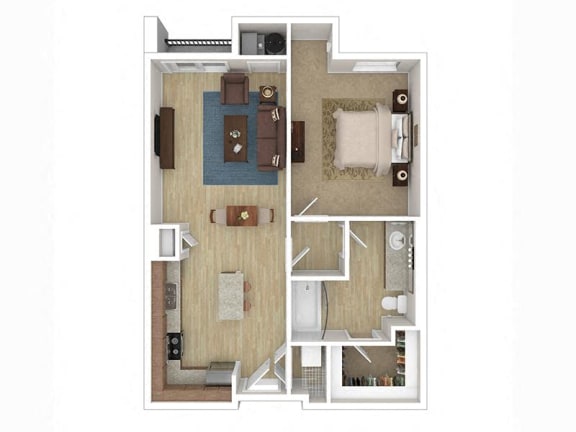 a floor plan of a house with a bedroom and a living room