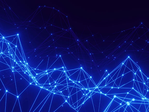 A network of interconnected lines and dots forming a web-like structure.