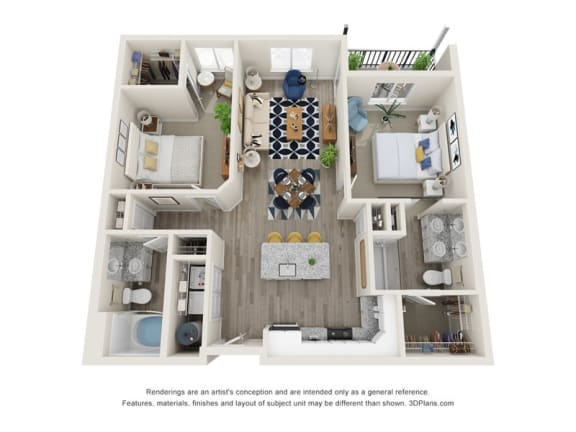 a 1 bedroom floorplan with a bathroom and a living room