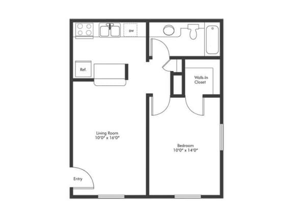 Solstice 1 Bedroom Floorplan