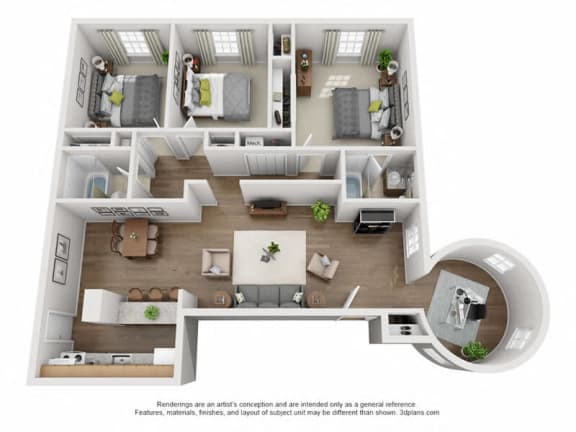 Windsor Floor Plan at Aspen Run and Aspen Run II Apartments, Tallahassee, 32304