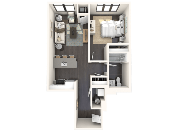 1 bedroom apartment floor plan at Bay One Apartments, Bayonne, 07002