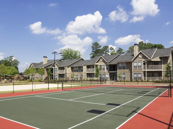 Lighted Tennis Court at Apartments for Rent Near Norcross, GA