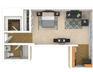 Steward Tower Apartments Studio floor plan