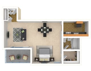 Steward Tower Apartments Studio floor plan