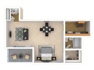 Steward Tower Apartments Studio floor plan