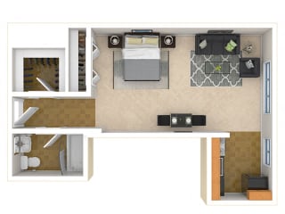 Steward Tower Apartments Studio floor plan