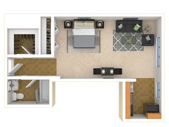 Floor Plan  Steward Tower Apartments Studio floor plan