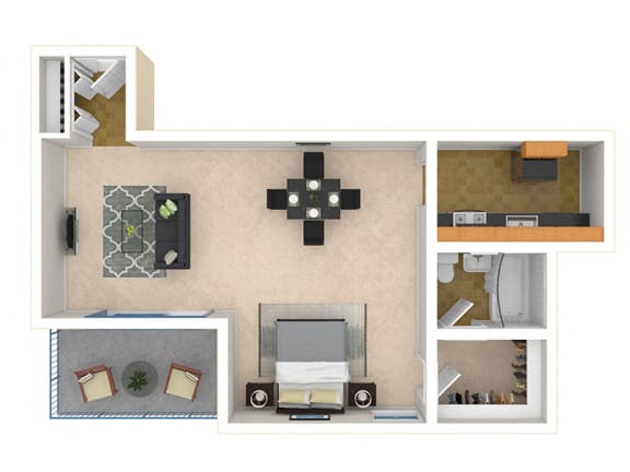 Steward Tower Apartments Studio floor plan