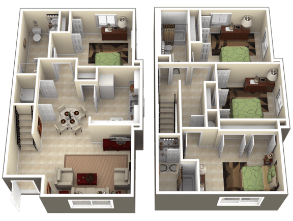 Floor Plan  4 bedroom 3 bathroom hollywood, fl apartment