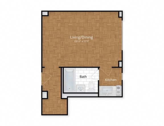 Floor Plan  York Apartments Foggy Bottom Washington DC Studio Floor Plan