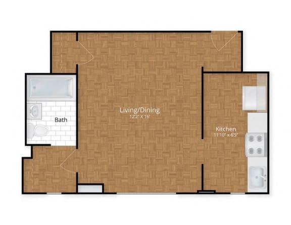 Studio Floor Plan at The York and Potomac Park, Washington, Washington