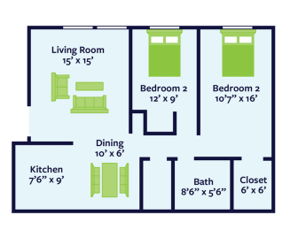 two bedroom apartment floor plan