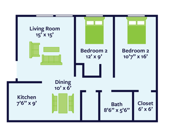 two bedroom apartment floor plan