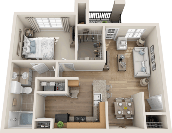 Providence at Marine Creek Apartment| A1 Floor Plan 1 Bedroom 1 Bath
