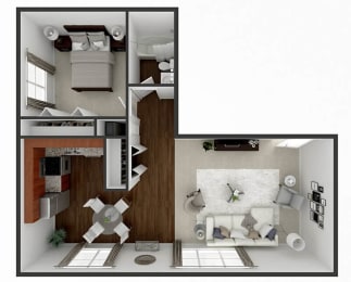 one bed apartment floor plan