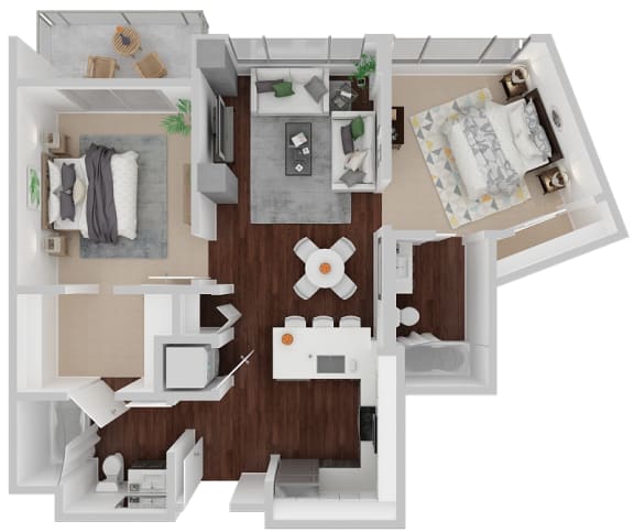 Octavia 2 Bed 2 Bath 883 Sq.Ft. Floor Plan, Venn Apartments, CA, 94102