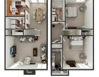 floor plan of two bedroom townhome