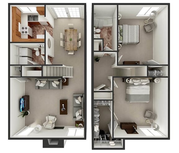 floor plan of two bedroom townhome