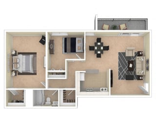 Clermont Apartments 2 Bedroom floor plan
