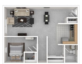 The Dore Apartments 1 Bedroom floor plan