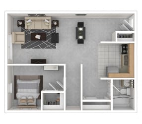 The Dore Apartments 1 Bedroom floor plan