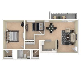 Clermont Apartments 2 Bedroom floor plan