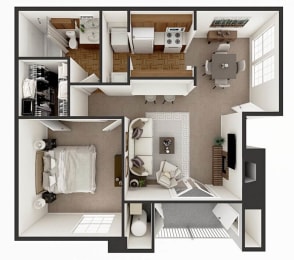 1 bed 1 bath apartment floor plan Amarillo TX