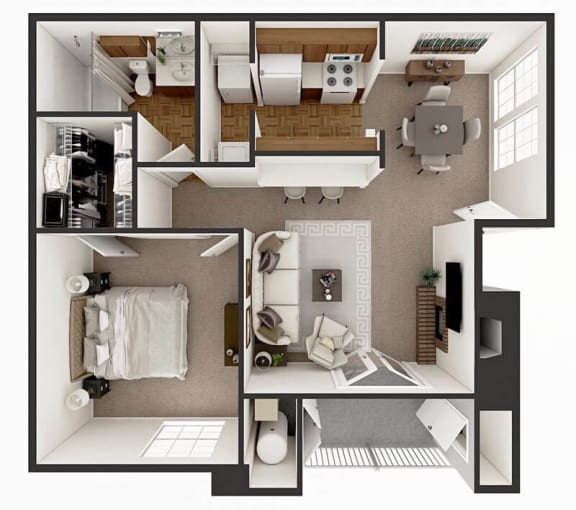 Floor Plan  1 bed 1 bath apartment floor plan Amarillo TX