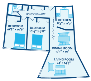 Floor Plan  two bedroom apartment floor plan