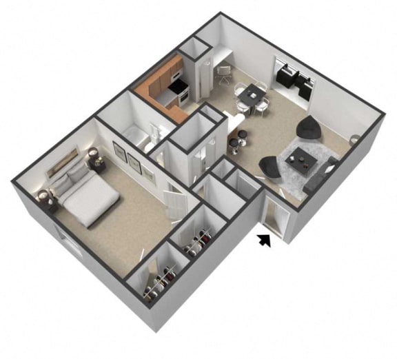 Floor Plan 1 Bedroom Apartment