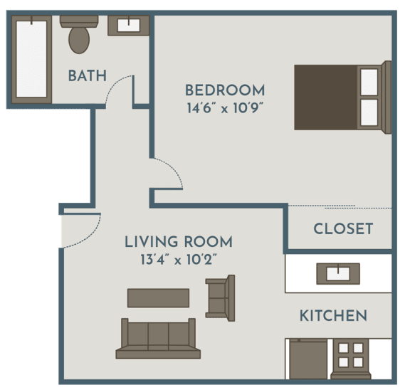 Floor Plan  1 bedroom apartments greeley co