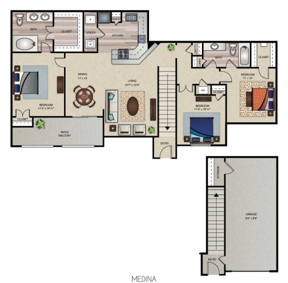 Three Bedroom Two Bath  at Wind Dance, Carrollton