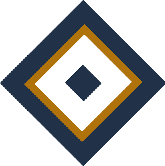 A white square is in the middle of a dark blue diamond shape.