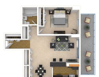Steward Tower Apartments 1 Bed floor plan