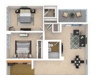 Steward Tower Apartments 2 Bed floor plan