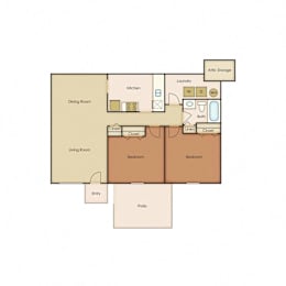  Floor Plan Two Bedroom, One Bath (Renovated)